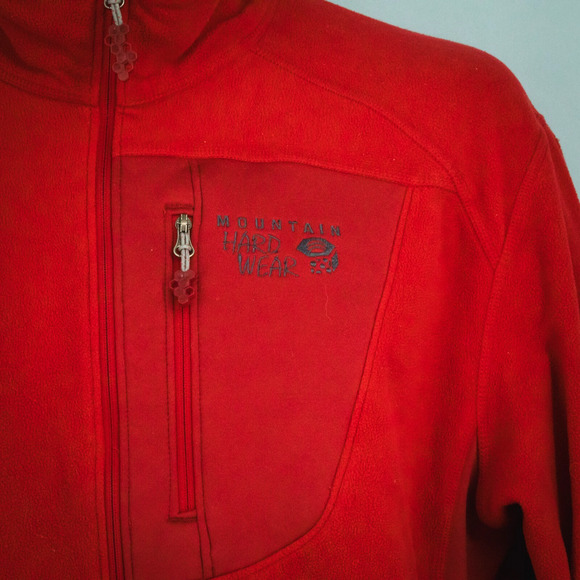 Mountain Hardwear Men's Size Large L Red Strecker Lite 1/4 Zip Fleece Jacket - Picture 2 of 7